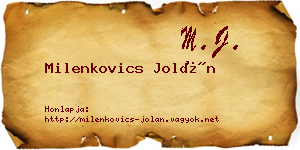 Milenkovics Jolán névjegykártya